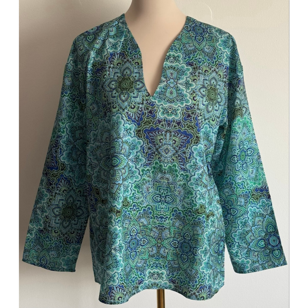 Women's JustFashionNow Teal Blue Paisley Tunic Top M